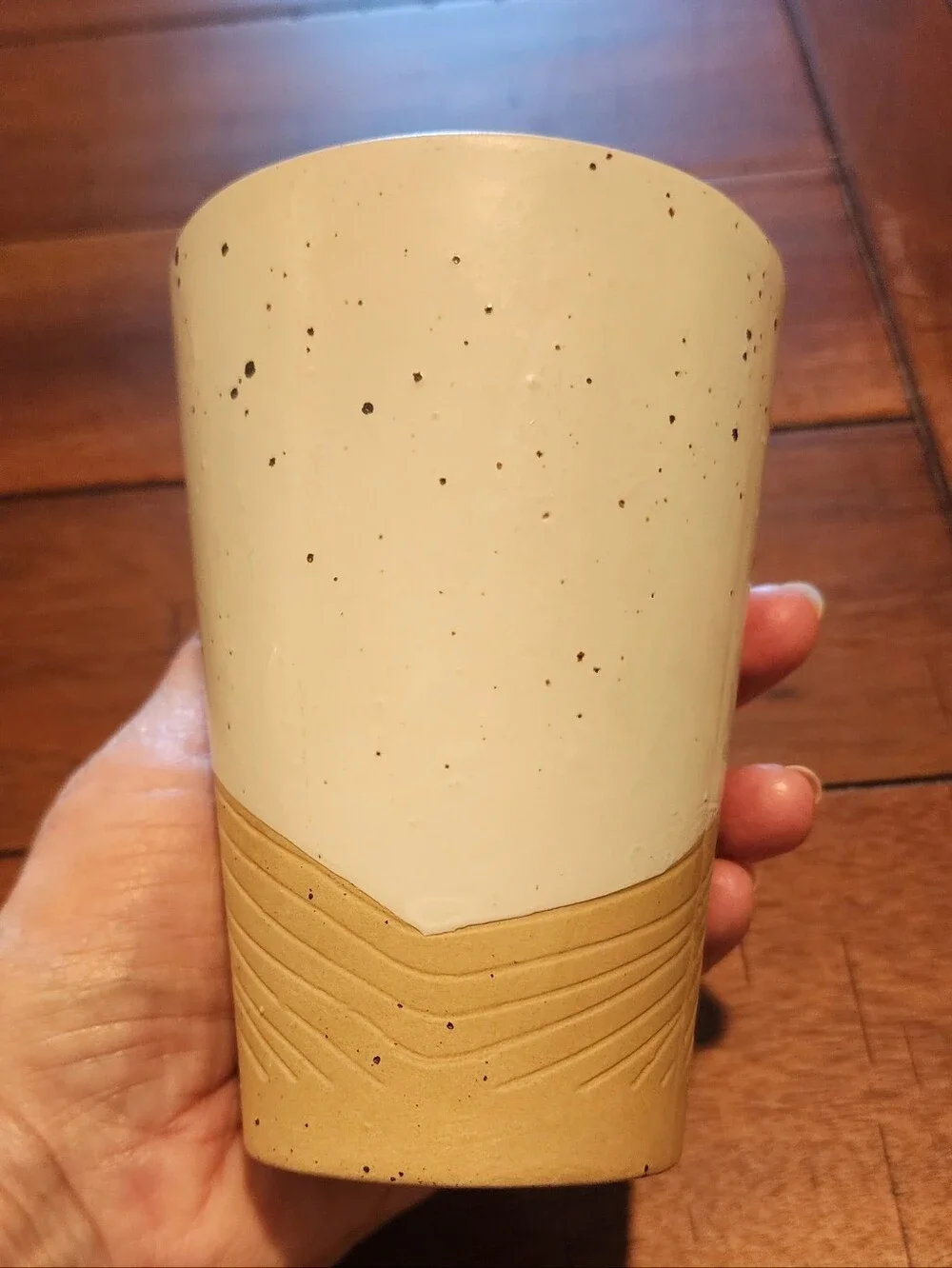 United by Blue ceramic colorfull mug without lid sand brown and sunshine yellow